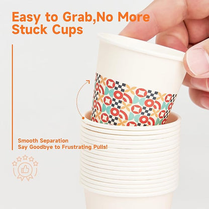 600 Pack 3 oz Bathroom Cups, Disposable Paper Cups with Rolled Rim, Small Paper Mouthwash Cup for Guest Bathrooms, Vanity & Office Use, Puzzle