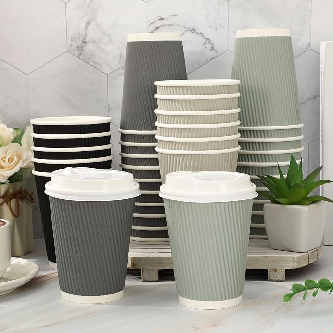 Whaline 100Pcs Gray Disposable Coffee Cups - Image 4