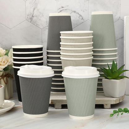 Whaline 100Pcs Gray Disposable Coffee Cups - Image 4