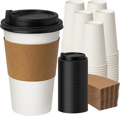 16 oz 100 Pack Disposable Coffee Cups by PACKINNO