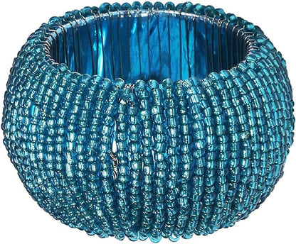 Teal Napkin Ring, Napkin Rings Set of 12, Beaded Napkin Holders, Fall Napkin Rings Bulk for Christmas Party Decoration, Dinning Table, Everyday, Family Gatherings - Set Your Table with Style - Teal