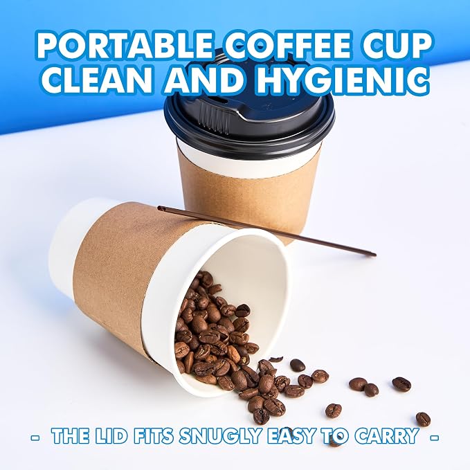 12 oz 100 Pack Disposable Paper Coffee Cups - Image 6