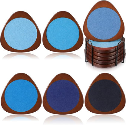 6 Pcs Mid Century Modern Coasters Wood Absorbent Coaster by Newtay