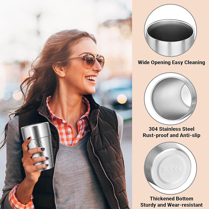 Stainless Steel Double Wall Cup, 16 oz Insulated Tumbler, 4 Pack Unbreakable - Image 4