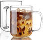 Glass Coffee Mugs, 24 oz Ice coffee cups, Large Clear Tea Cups Set of 2 by BWODYAY