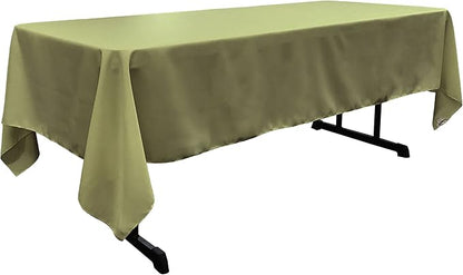 LA Linen Polyester Poplin Washable Rectangular Tablecloth, Stain and Wrinkle Resistant Table Cover 60x126, Fabric Table Cloth for Dinning, Kitchen, Party, Holiday 60 by 126-Inch, Sage Dark