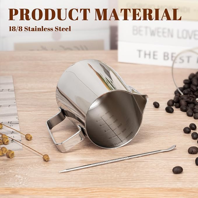 Amrules Milk Frothing Pitcher, 12oz Milk Frother Cup - Image 5