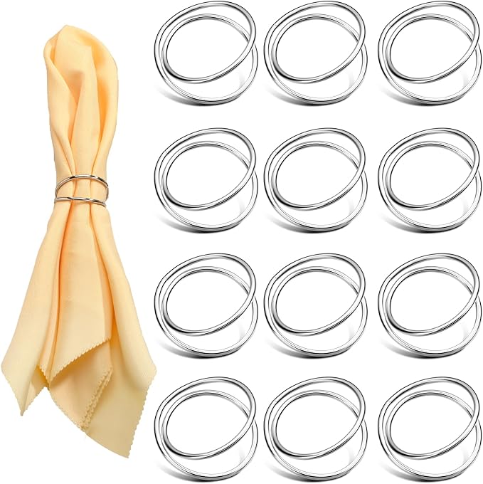 12 Pieces Gold Napkin Rings Metal Spiral Sliver Pink Napkin Rings Buckles by TecUnite