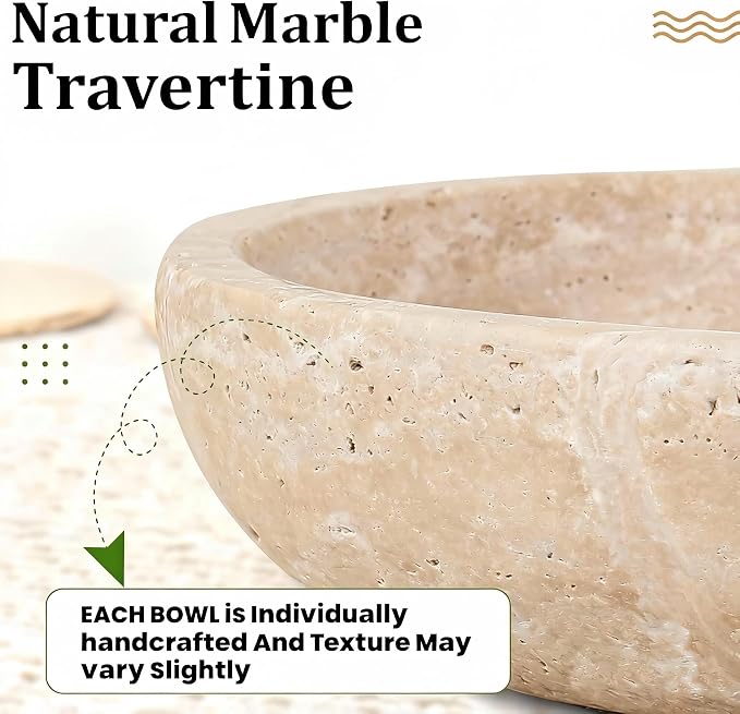 Travertine Marble Bowl & Decorative Bowl, 7.8" Modern Home Decor Key Bowl - Image 4