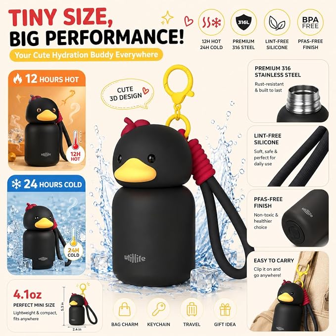 4.1oz Mini Insulated Water Bottle, Portable Coffee Cup, Small Travel Cup Vacuum - Image 2