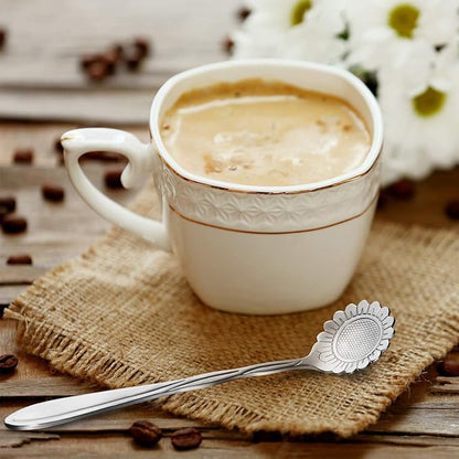 Chengu 8 Pcs Flower Coffee Tea Teaspoons Stainless Sugar Spoons ，Silver | - Image 5