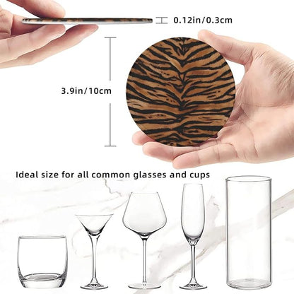 Tiger Skin Wild Africa Animals Premium Leather Coasters - Image 6