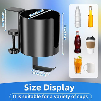 360° Rotating Cup Holder for Desk, Fits 18-40oz, Headphone Hook | U-Shaped - Image 3