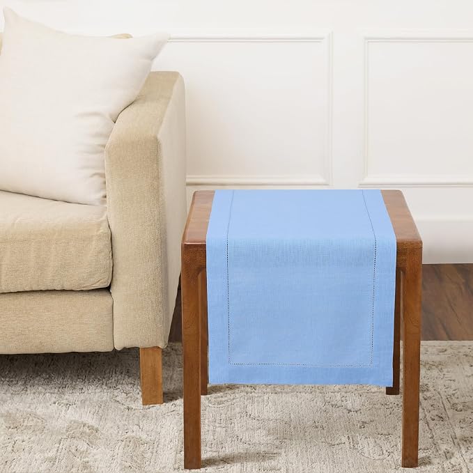 Solino Home 100% Pure Linen Dining Table Runner Cornflower Blue, 14 x 36 in | by SolinoHome