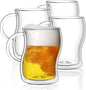 BTaT- Double-Walled Beer Mugs, 16 oz, 4 Pack, Double-Walled Glass by BrewToATea