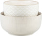 Mikiegy Ceramic Mixing Bowls Set of 2, Nesting Ceramic Embossment Stoneware by MIKIGEY