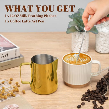 Amrules Milk Frothing Pitcher, 12 oz Milk Frother Cup - Image 3