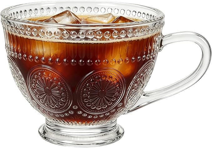 Glass Coffee Mugs with Handles, 13 Oz Tea Cup by XUEXIANSHU
