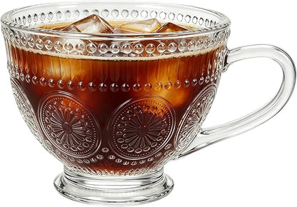 Glass Coffee Mugs with Handles, 13 Oz Tea Cup by XUEXIANSHU