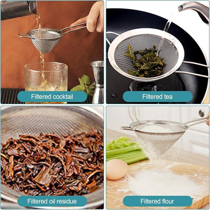 2 Pack Fine Mesh Strainer, Small Stainless Steel Sieves - Image 4