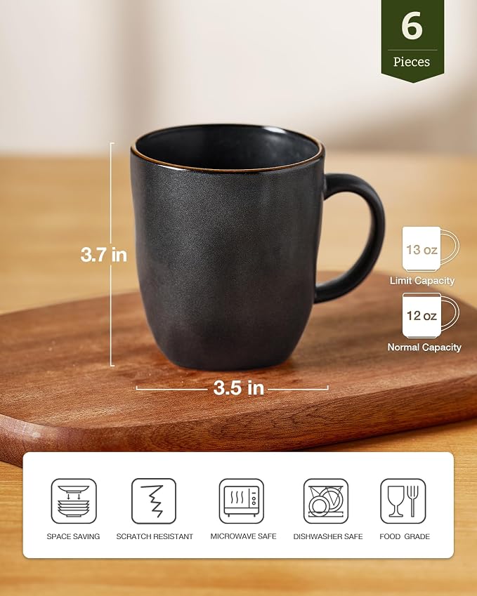 famiware Coffee Mugs Set of 6, Ocean Square 13oz Coffee Cup Set - Image 4