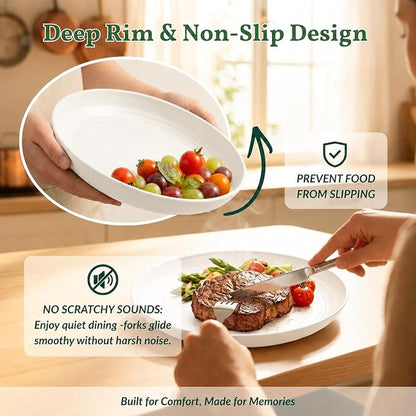 Wheat Straw Plates Set of 8 Unbreakable Microwave and Dishwasher Safe Plates - Image 4