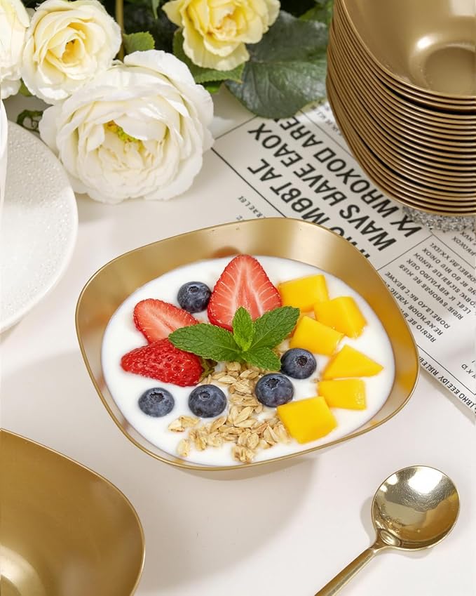 bUCLA 50Pack Gold Plastic Small Bowls - 8oz Disposable Ice - Image 7