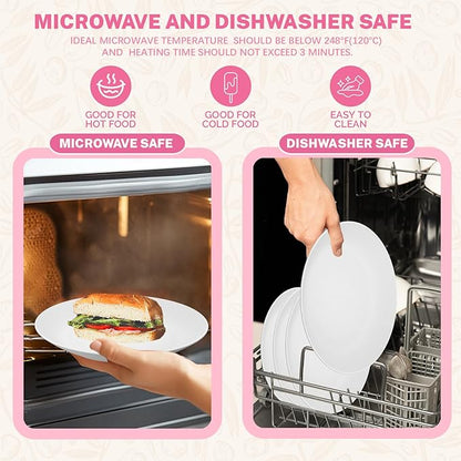 Homienly Wheat Straw Plates, Flat Dinner Plates, Unbreakable Plate for Kitchen, Camping, Outdoor, Microwave and Dishwasher Safe Plates Set, 9 inch, Set of 8 - White