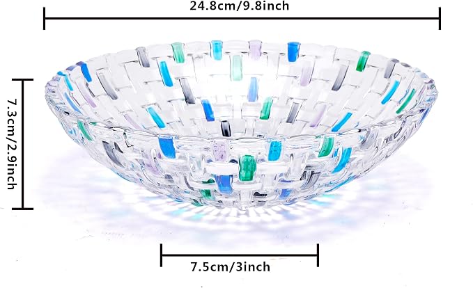 MAGCOLOR Hand Painted Blue Woven Glass Crystal Salad & Fruit Bowl Decoration - Image 3