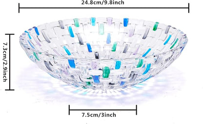 MAGCOLOR Hand Painted Blue Woven Glass Crystal Salad & Fruit Bowl Decoration - Image 3