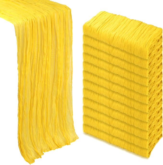 12 Pack Lemon Yellow Cheesecloth Table Runner 10Ft Gauze Cheese Cloth Table by Heneger