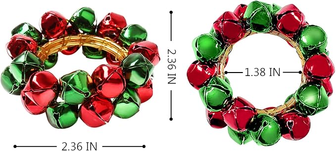 Christmas Napkin Rings Set of 8, Bells Napkin Rings - Image 5