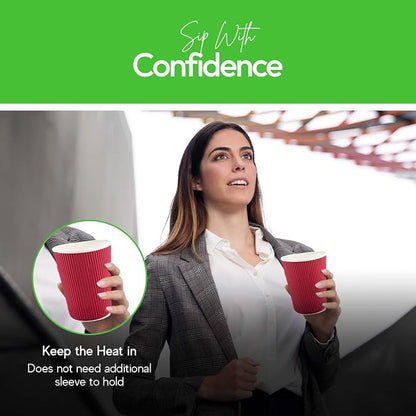 Restaurantware 12 Ounce Ripple Wall Disposable Coffee Cups, 500 Insulated - Image 8