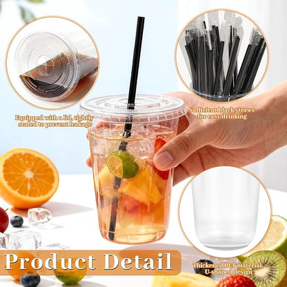 GGOLDMER 50 Set 16oz Clear Round Bottom Plastic Cups - Image 3