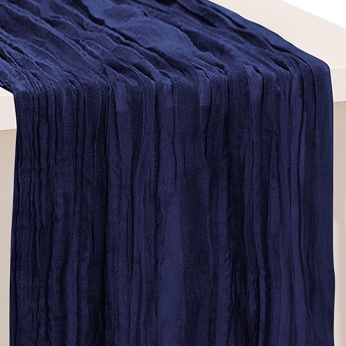 1 Pack Navy Blue Cheesecloth Table Runner 35x120 Inch 10Ft Rustic Gauze Cheese by SuBleer