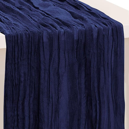 1 Pack Navy Blue Cheesecloth Table Runner 35x120 Inch 10Ft Rustic Gauze Cheese by SuBleer