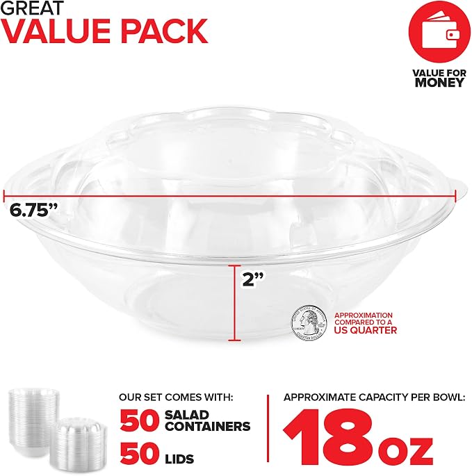 Stock Your Home 18oz Clear Plastic Salad Bowls - Image 2