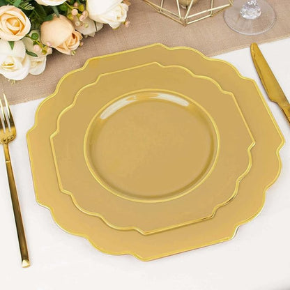 Gold Hard Plastic Dessert Plates, 50 Pack 8" Disposable Round Baroque Plates - Image 9