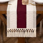 DeZerlor Ivory&Burgundy Boho Macrame Farmhouse Woven Table Runner 90Inch | by DeZerlor