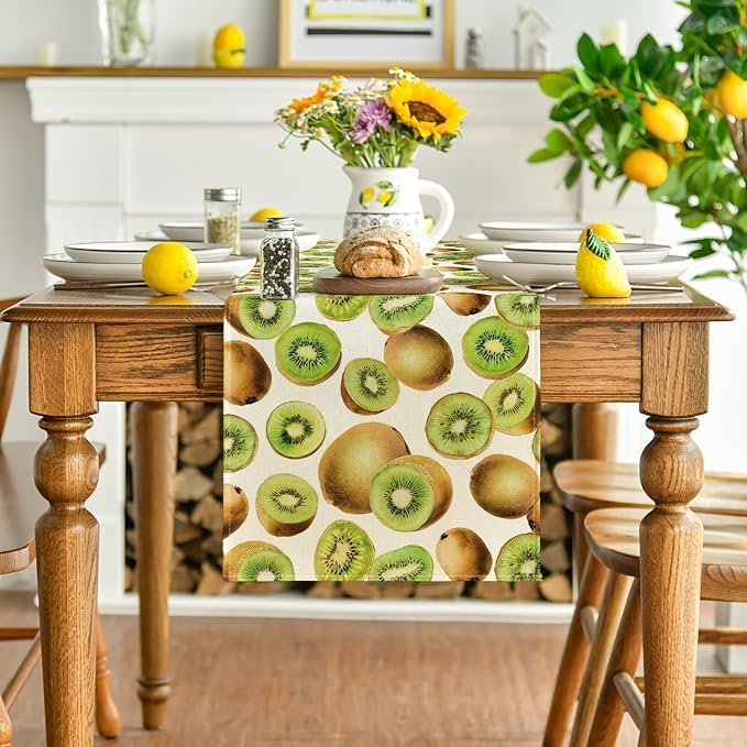 Artoid Mode Kiwi Fruit Spring Summer Table Runner, Seasonal Kitchen Dining - Image 2