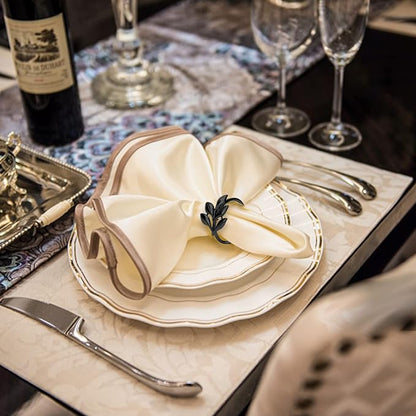 KPOSIYA Set of 6 Leaf Napkin Rings Metal Gold Napkin Holder Table Napkin Rings - Image 2