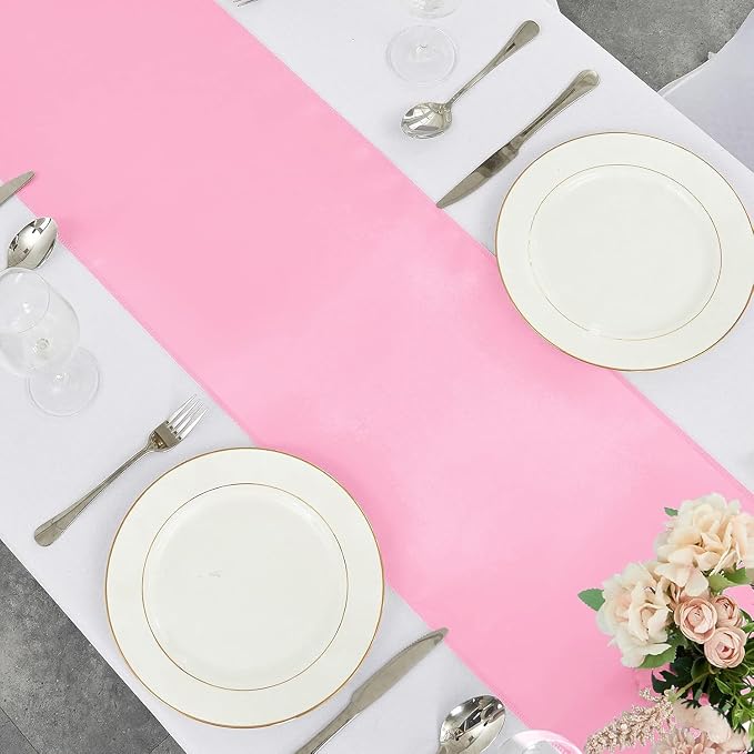 15-Pack Pink Satin Table Runner 12 x 108 Inch Long Fuchsia Bright and Smooth - Image 7