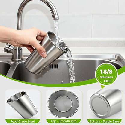 5 Pack 16 oz 304 Stainless Steel Pint Cups, Stackable Camping Cups | Food-Grade - Image 5