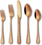 Runfly Modern Carved Floral Rose Gold Stainless Steel 20-Piece Flatware Set | by Runfly