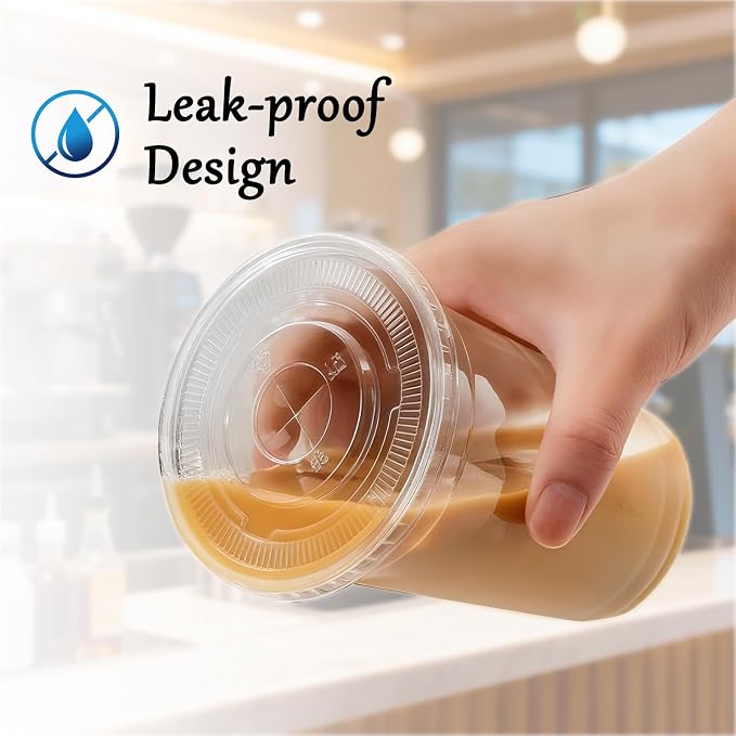 20oz Clear Plastic Cups with Lids and Straws | Leak-proof Disposable Iced - Image 4