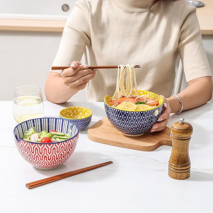 Selamica Ceramic Ramen Bowls Set, 15 OZ Noodle Bowls - Image 6