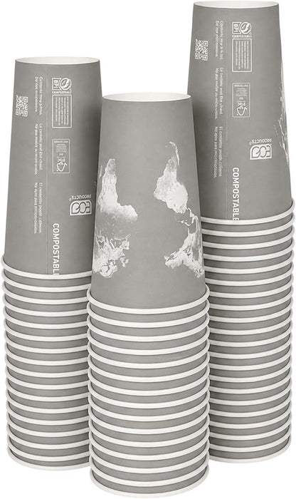 ECO PRODUCTS Compostable Disposable World Art 20oz Large Coffee Cups, Renewable by Eco-Products