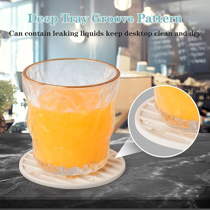 Silicone Coasters for Drinks, Thickened Coasters Cup Mat, Heat Resistant 600℉ - Image 2