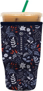 Sok It JavaSok Iced Coffee & Cold Soda Insulated Neoprene Cup Sleeve (Winter Floral, Large: 30-32oz)