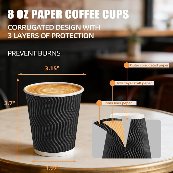 BYSNOW 100 Pack 8 oz Coffee Cups - Image 3